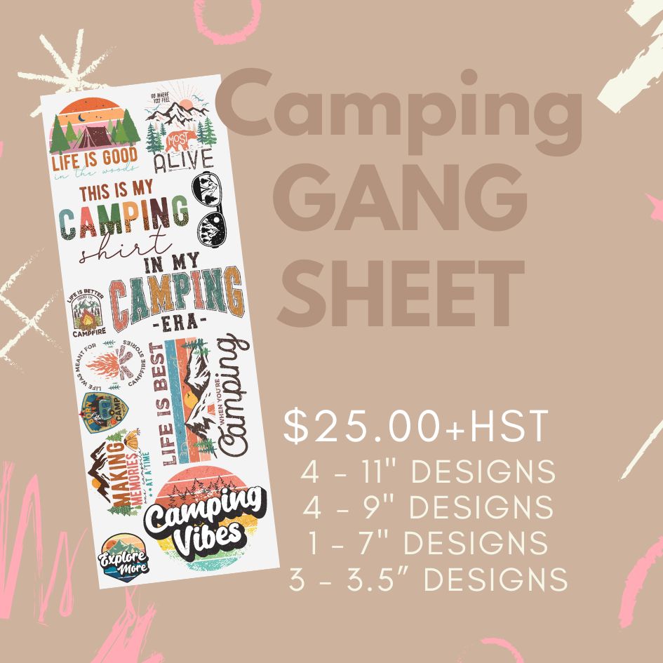 Camping Pre Made DTF Gang Sheet