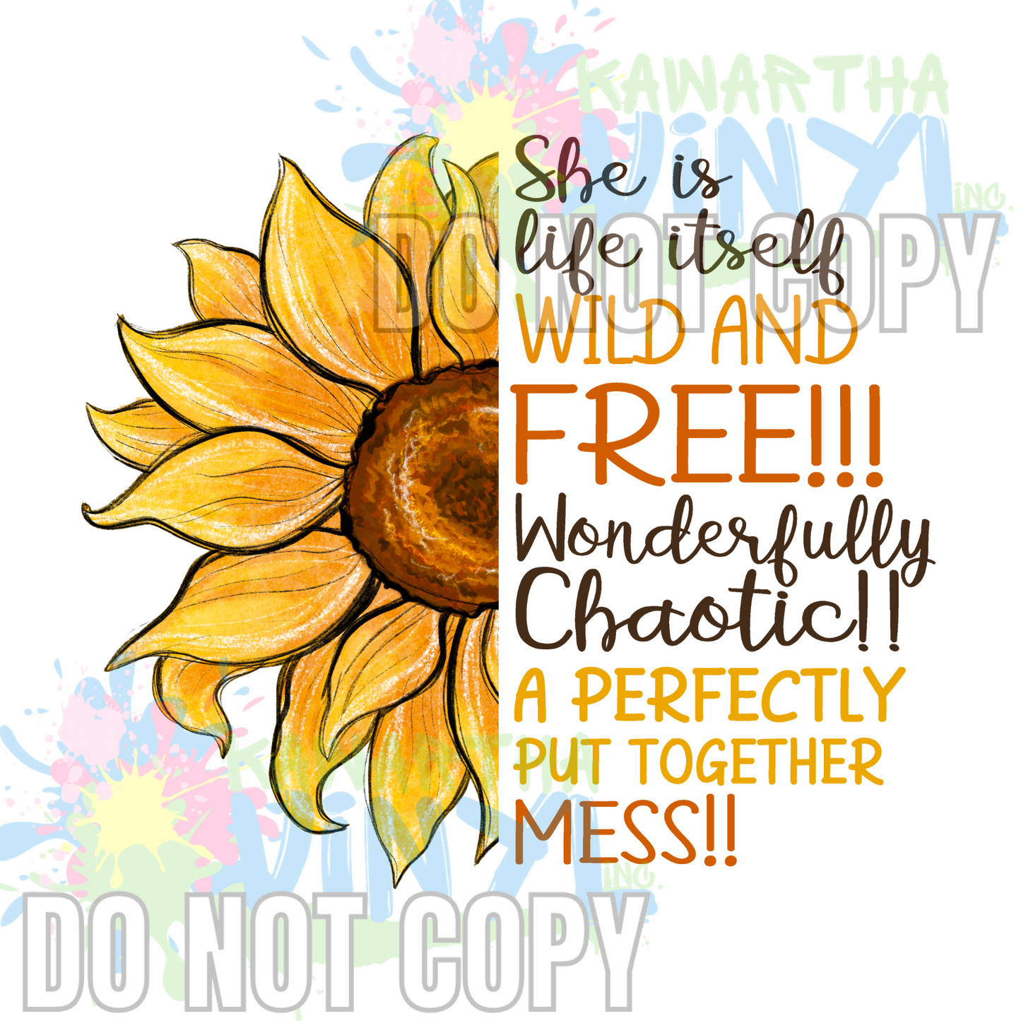 Wild and Free Sunflower Sublimation Print