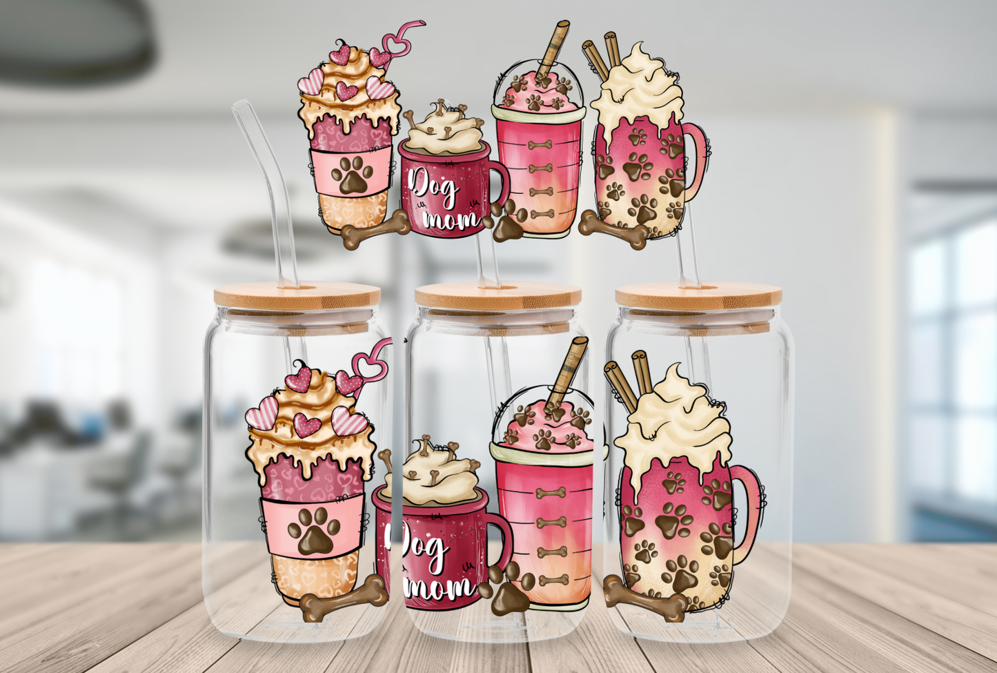 16oz Beer Can Glass Dog Mom Sublimation Print