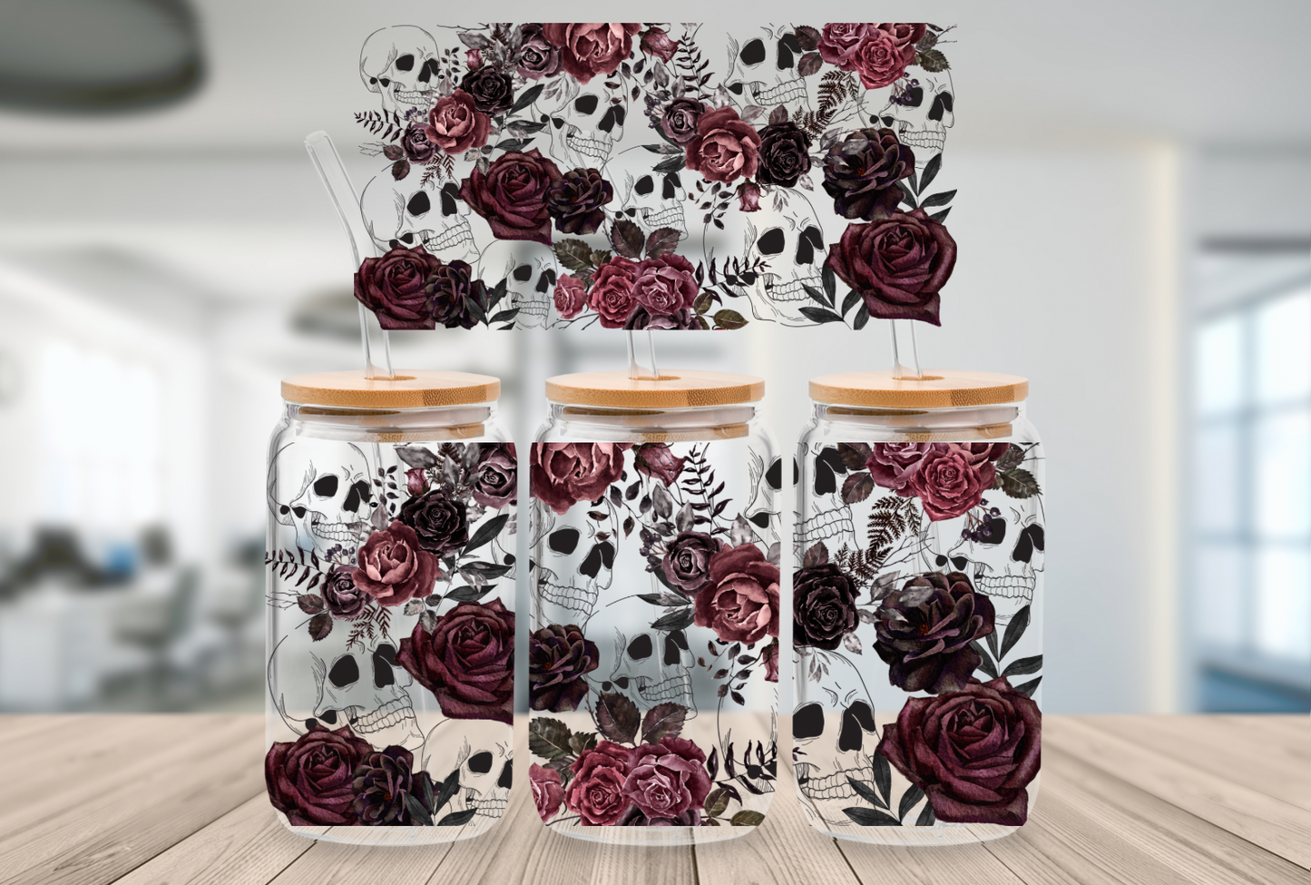 Skull roses 16oz Digital File