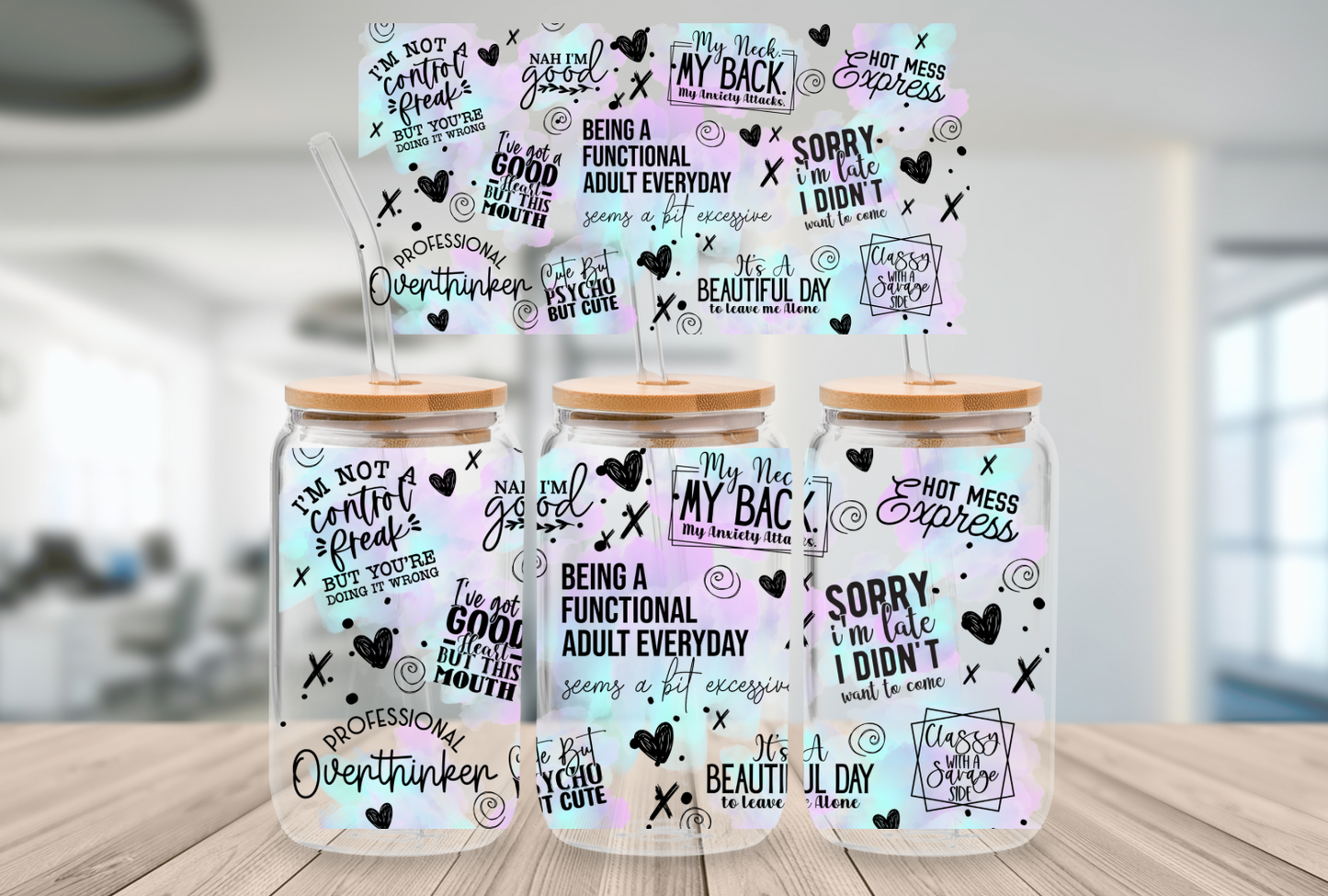 16oz Beer Can Glass Functional Adult Sublimation Print