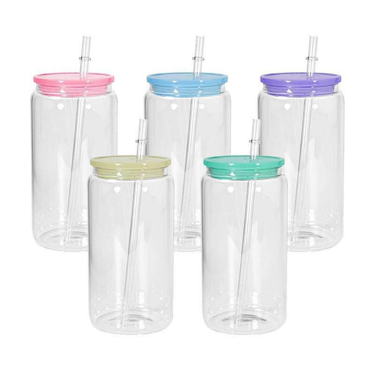 16oz Sublimation Glass Jar With Color lid