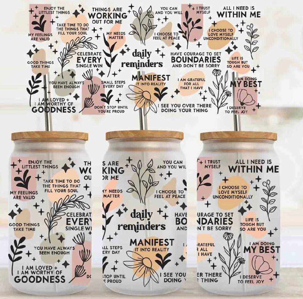 54. Positive Affirmations UV DTF Cup Wrap