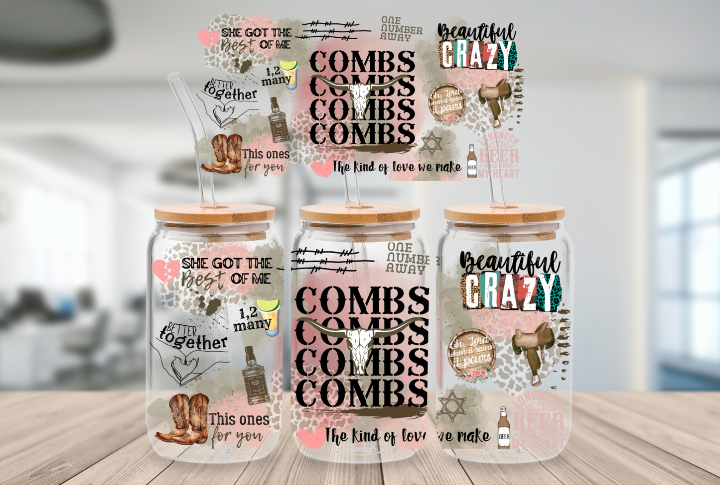 16oz Beer Can Glass Beautiful Crazy Sublimation Print