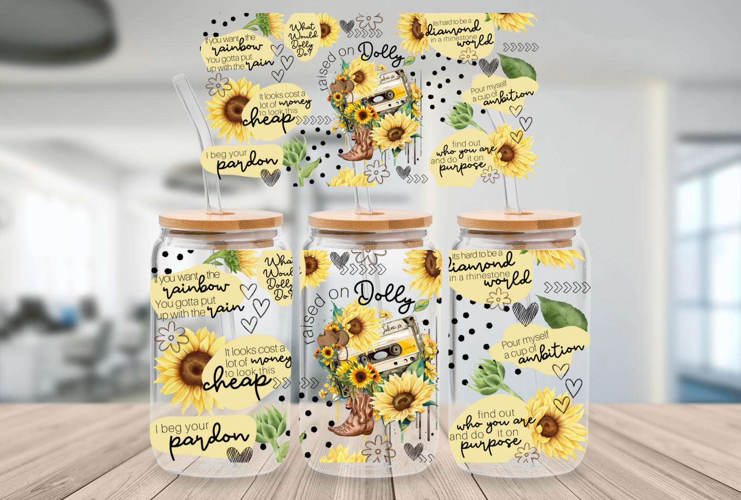 16oz Beer Can Glass Raised on Dolly Sublimation Print