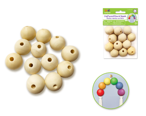Craftwood: Round Beads Natural G) 25mm 12pc