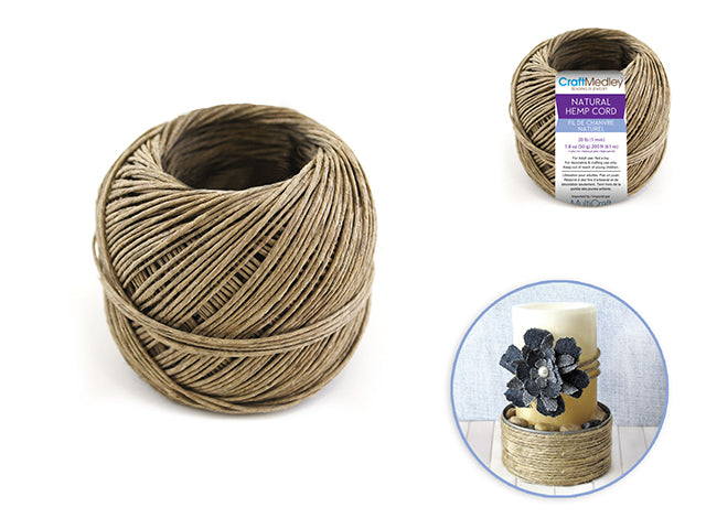 Natural Hemp Cord: 20Lb (1mm) 50G Bulk Ball (200Ft)