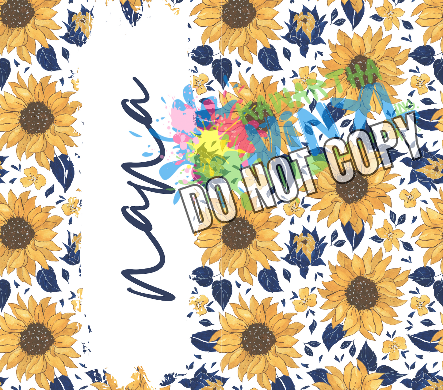 Nana Sunflower Navy Sublimation Tumbler Print