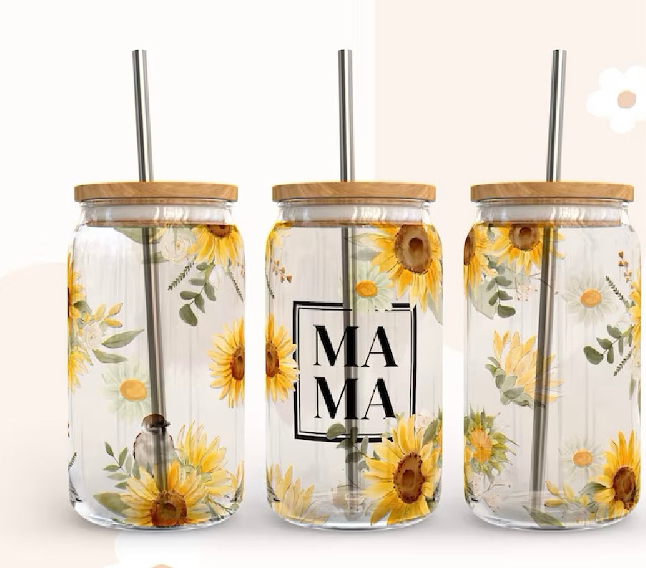 MAMA Sunflower  UV DTF Cup Wrap