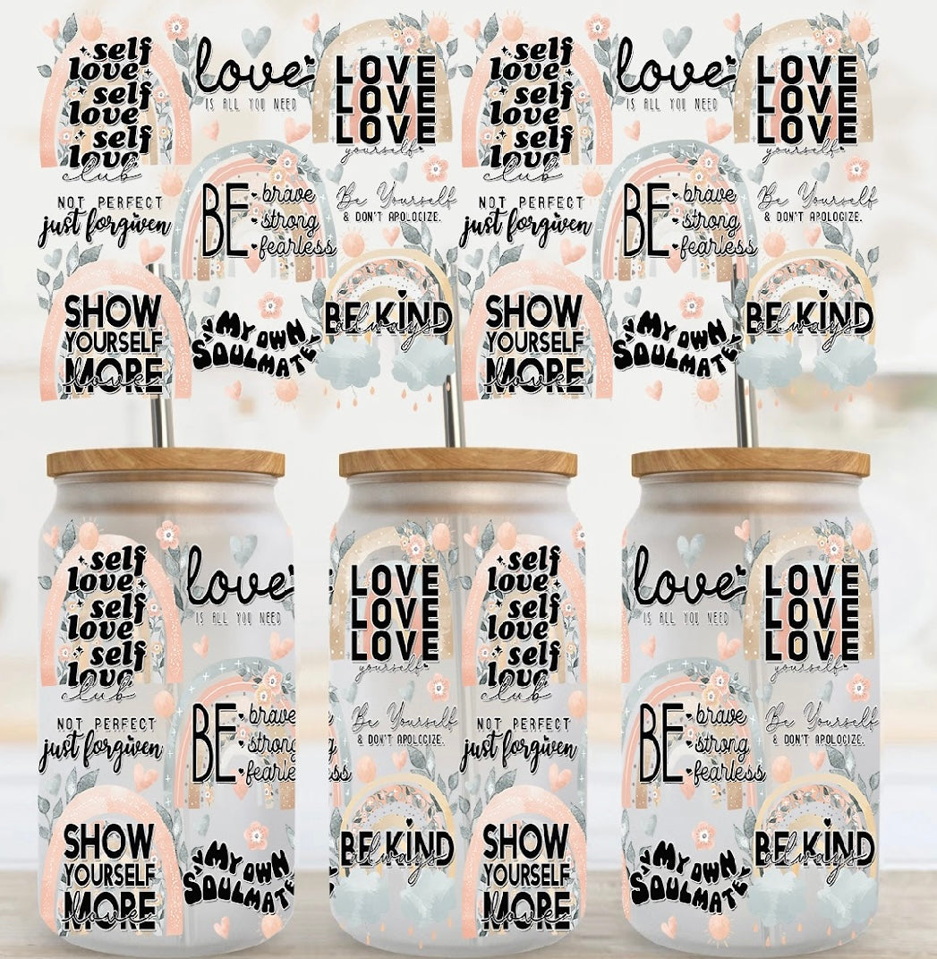 43. Kindness Quotes Pink UV DTF Cup Wrap 16oz