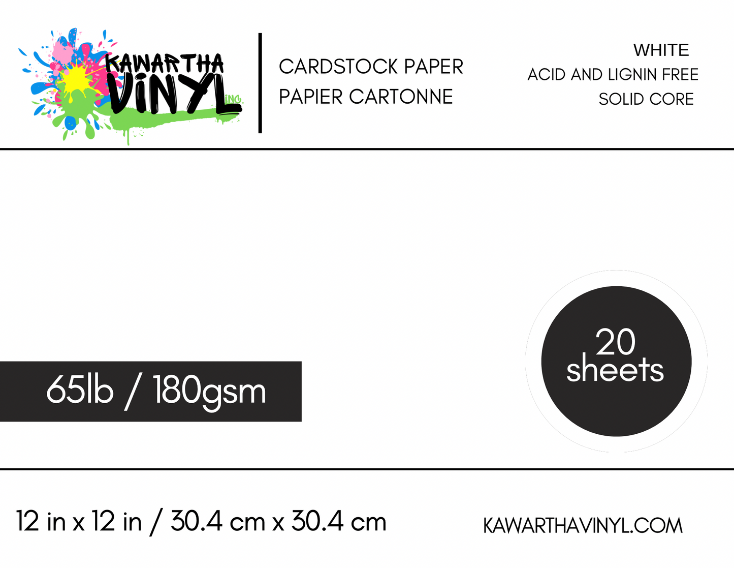 12inx12in Cardstock 65lb / 180gsm