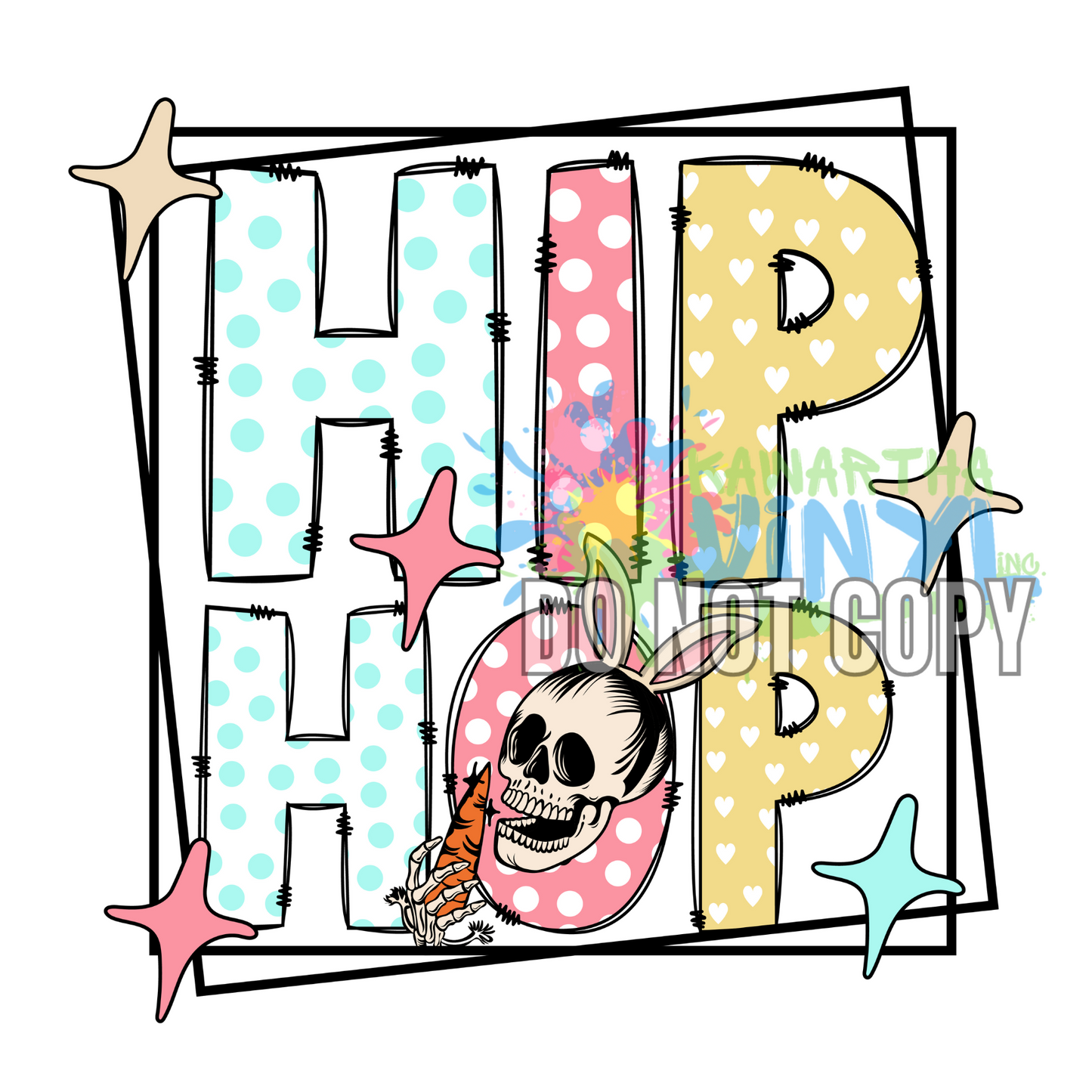 Hip Hop Skeleton Bunny Sublimation Print