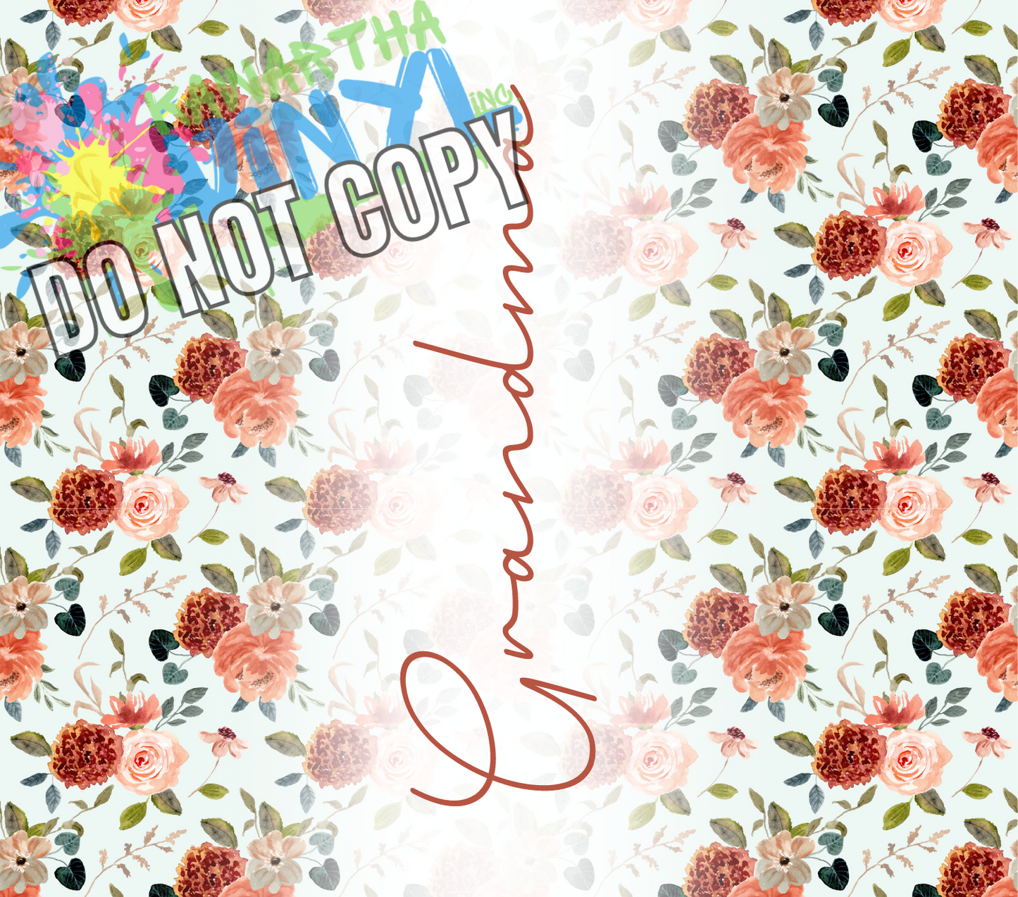 Grandma Red Floral Sublimation Tumbler Print