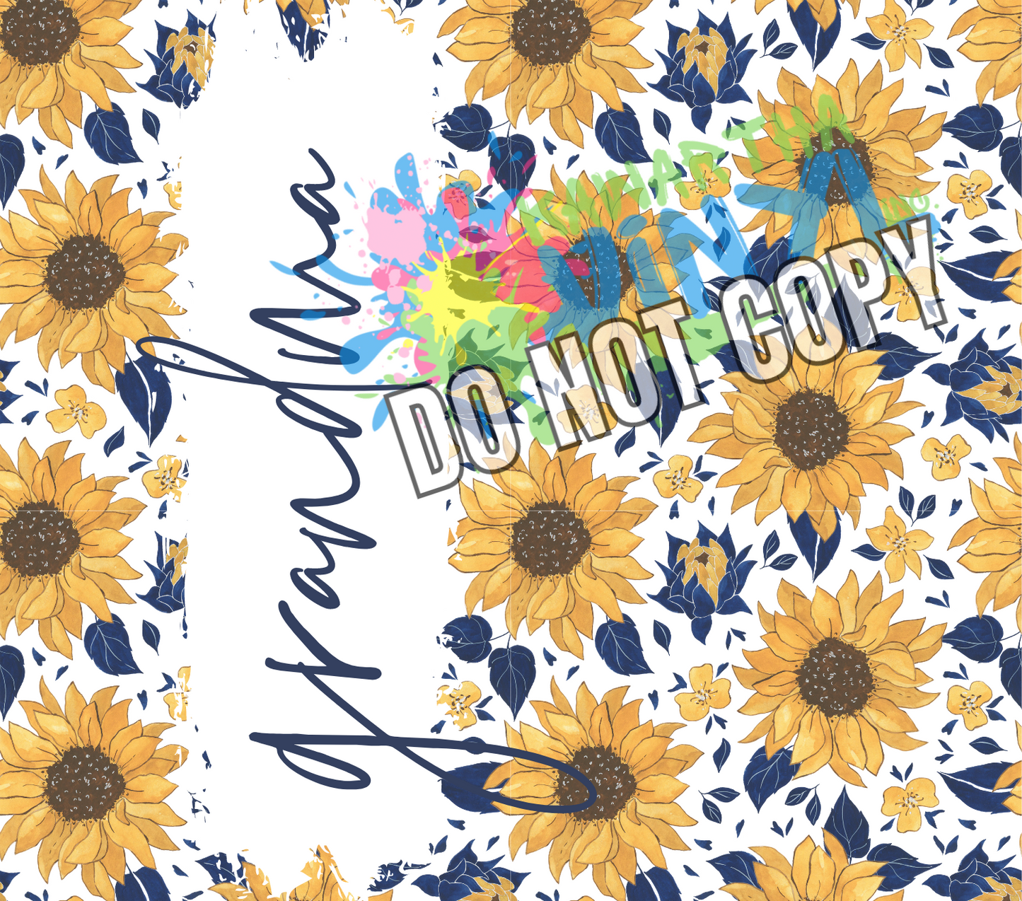 Grandma Sunflower Navy Sublimation Tumbler Print