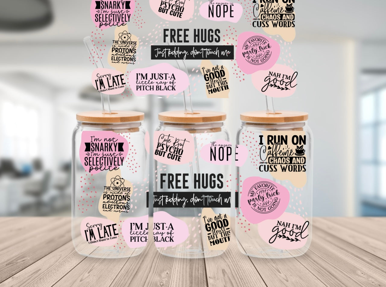 40. Free Hugs UV DTF Cup Wrap 16oz