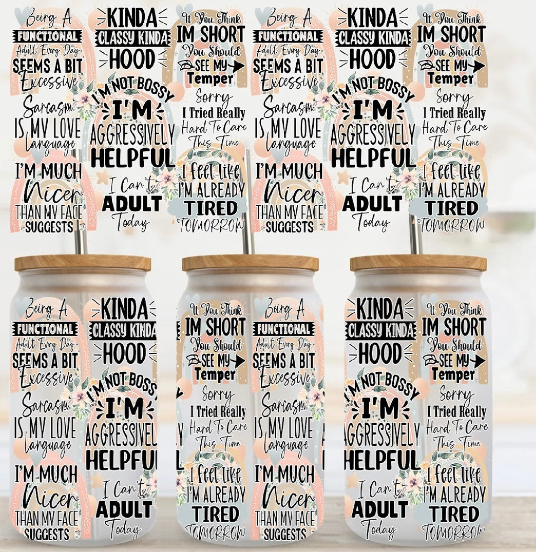 46. Funny Quotes Pink UV DTF Cup Wrap