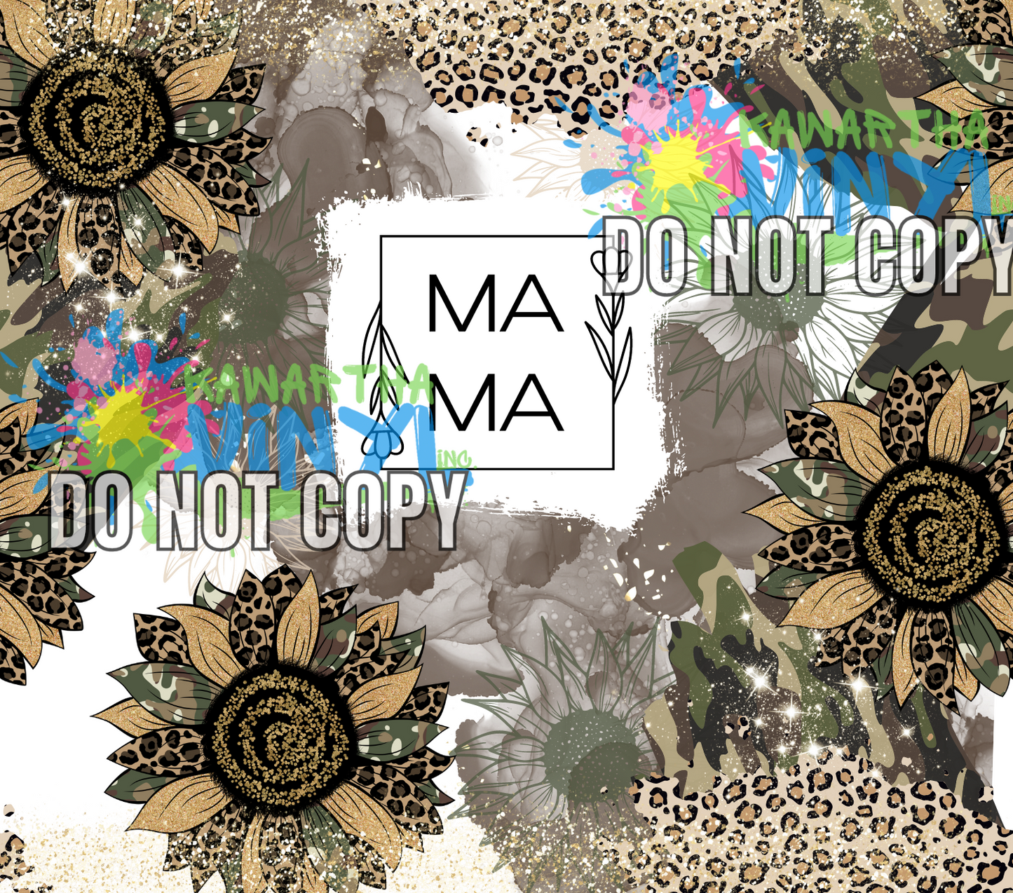 MAMA Floral Camo Sunflower Sublimation Tumbler Print