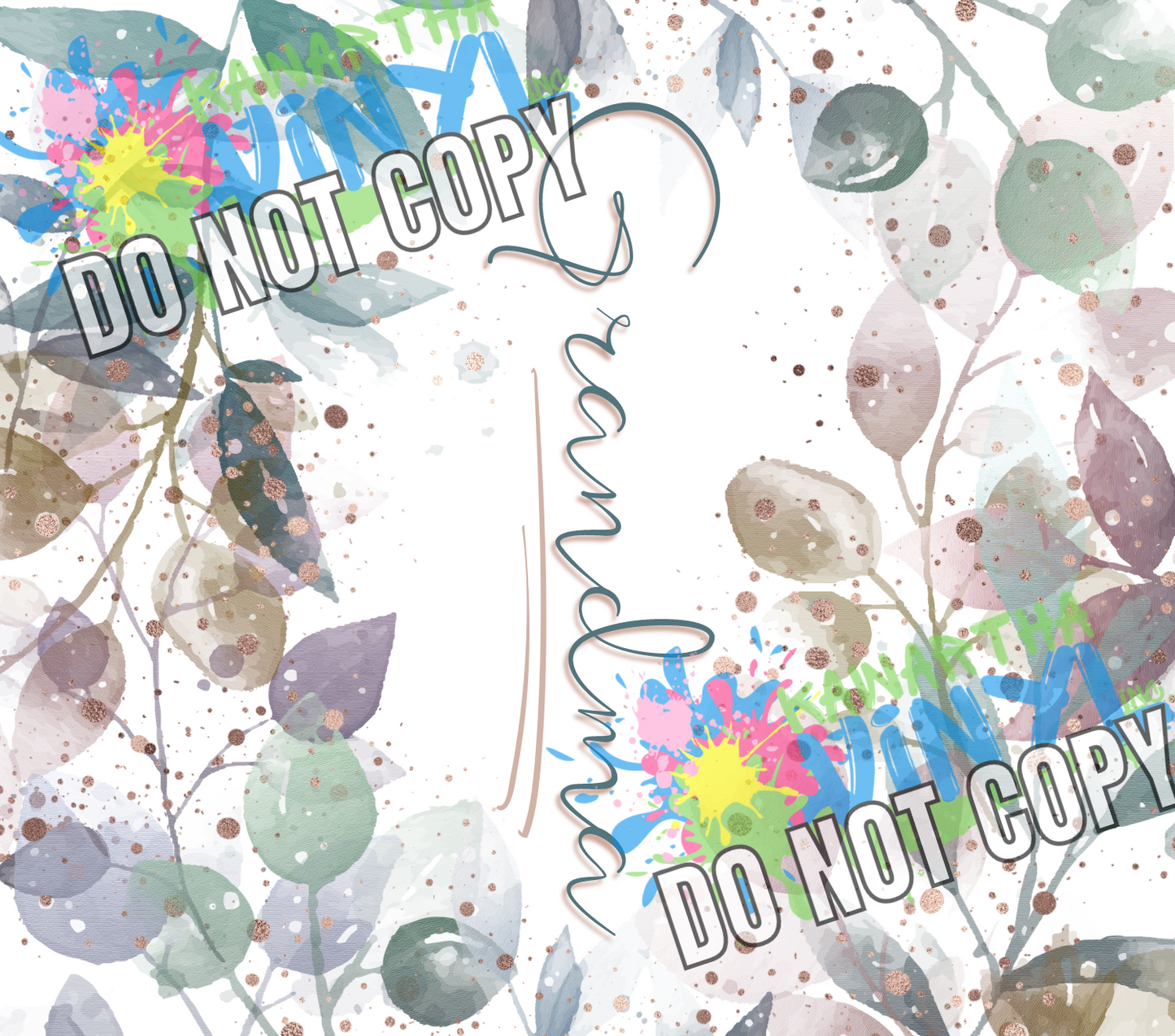 Grandma Leaves Floral Sublimation Tumbler Print