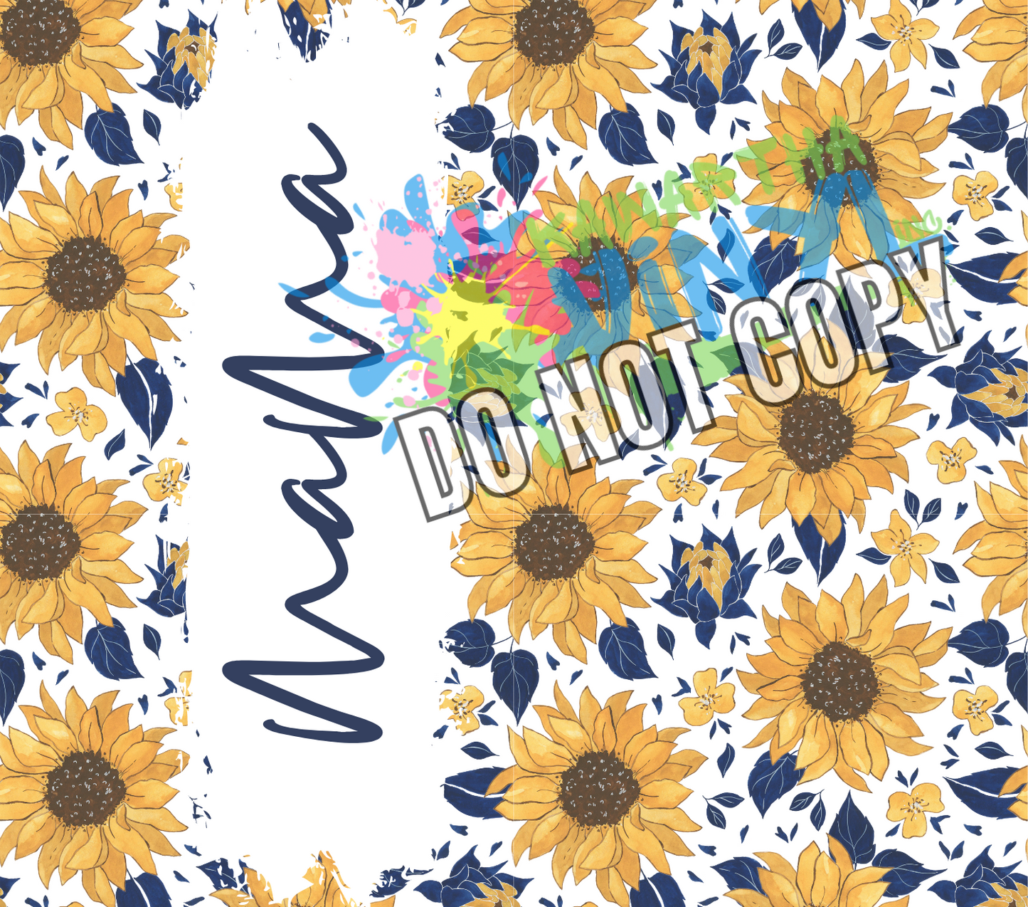 Mama Sunflower Navy Sublimation Tumbler Print