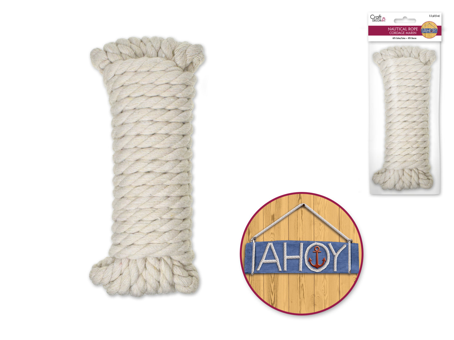 Craft Decor: Nautical Rope Cotton  8mm x 5m