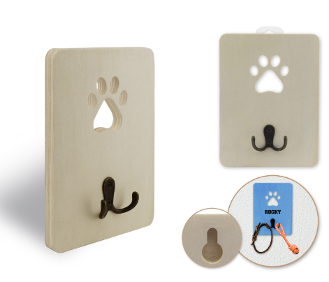 Wood Craft: 8"x6" DIY Pet Leash Hanger 1.2cm(T)