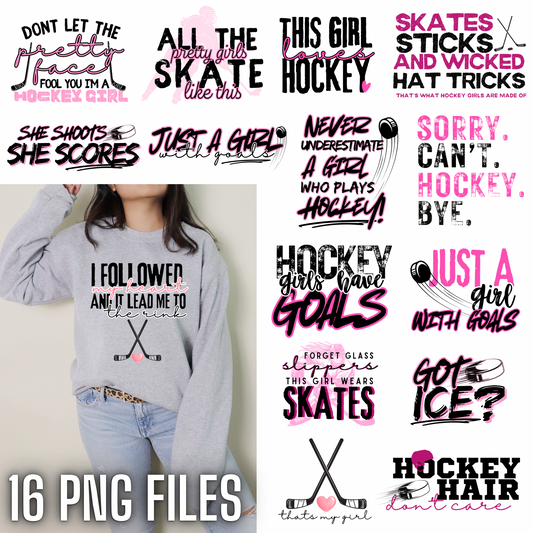 Hockey Girl Bundle Pink Digital Files