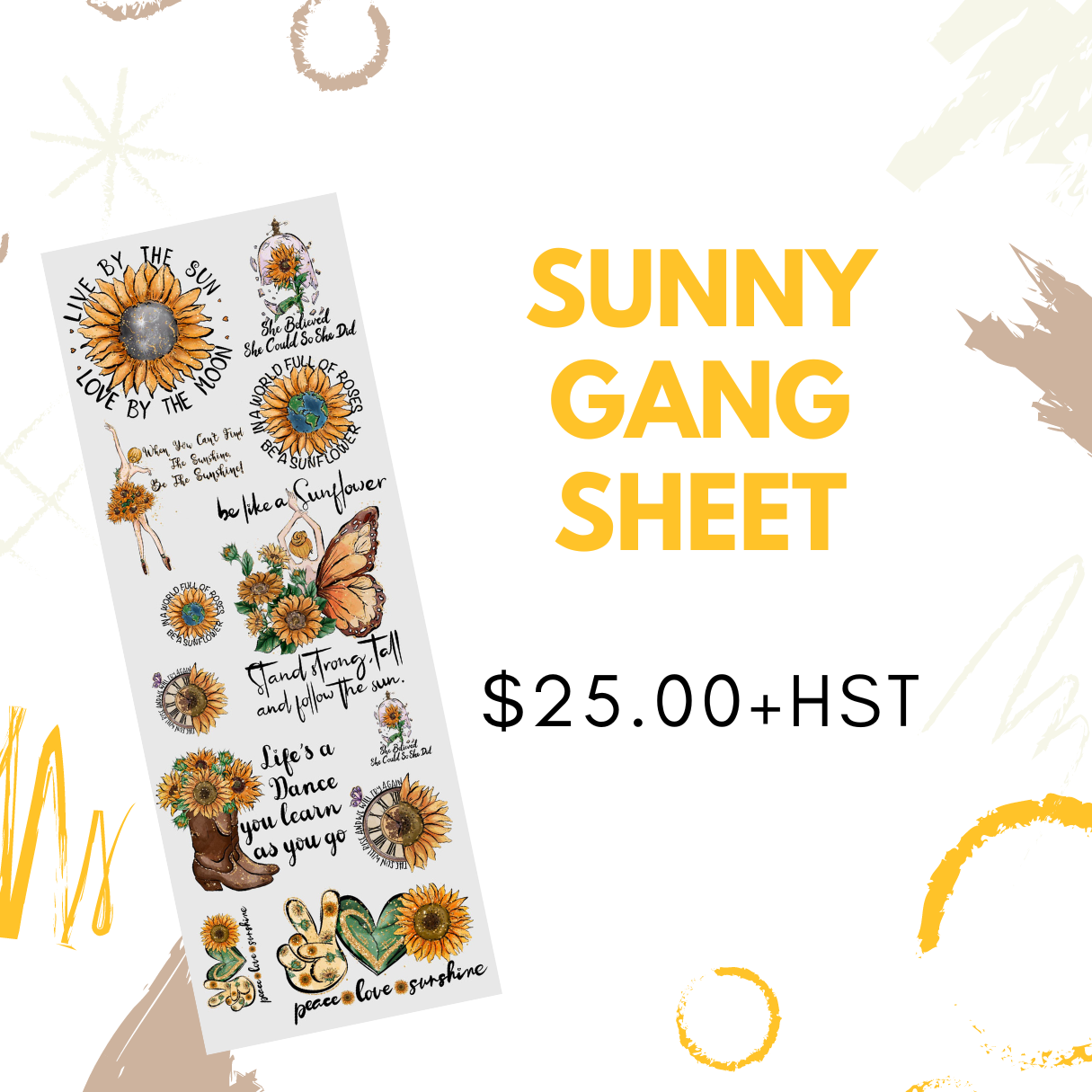 Sunny Pre Made DTF Gang Sheet