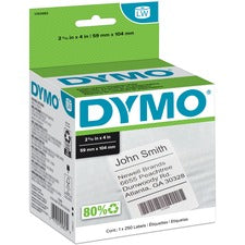 ymo Permanent Poly Shipping Labels - 2 5/16" Width x 4" Length - Rectangle - White - Polypropylene - 250 / Roll - 1 / Roll - Tearing Resistant, Oil Resistant, Solvent Resistant, Weather Resistant, Heat Resistant, Alcohol Resistant, Blood Resistant, Fat R