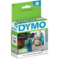 Dymo LabelWriter Square Multipurpose Labels White - 1" Width x 1" Length - Direct Thermal - White - 750 / Roll