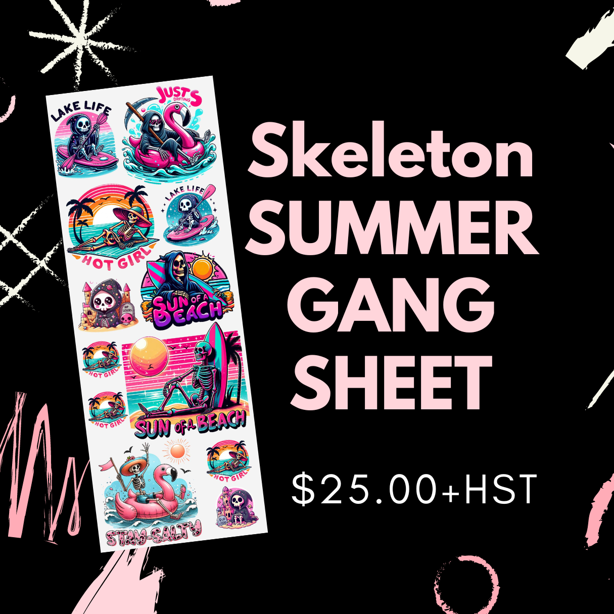 Skeleton Summer Pre Made DTF Gang Sheet