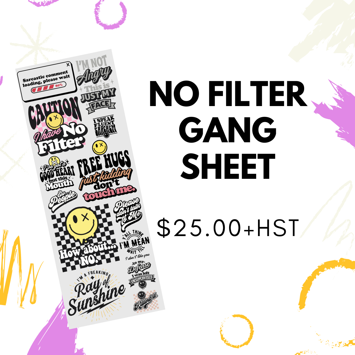 No filter Pre Made DTF Gang Sheet