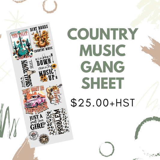 Country Music2 Pre Made DTF Gang Sheet