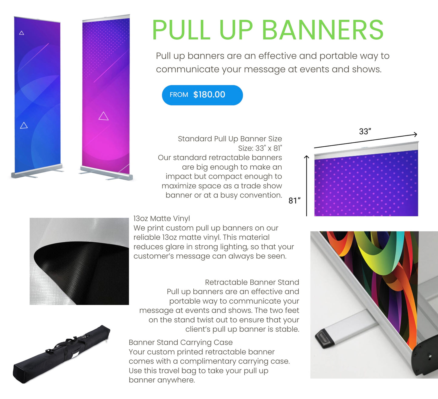 Standard Pull Up Banner 33”x81”