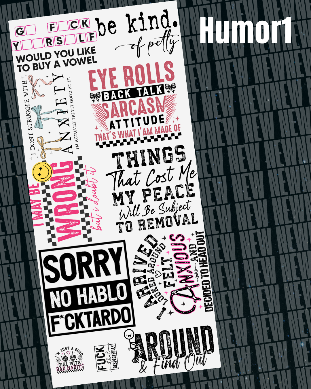 Humor 1 Pre Made DTF Gang Sheet