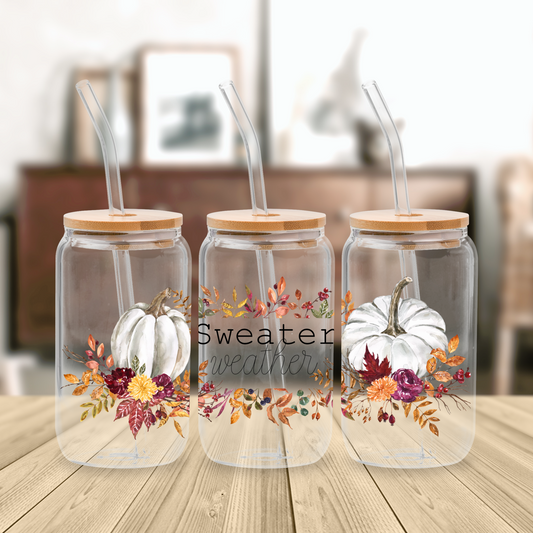 108. Sweater Pumpkin - UV DTF 16oz cup wrap