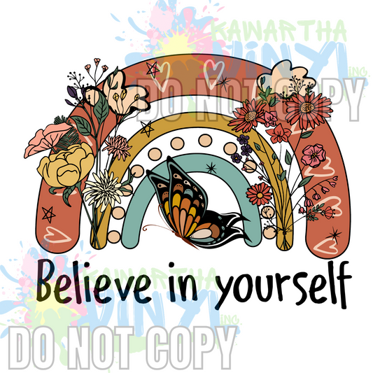 Believe in Yourself Rainbow Monarch Sublimation Print