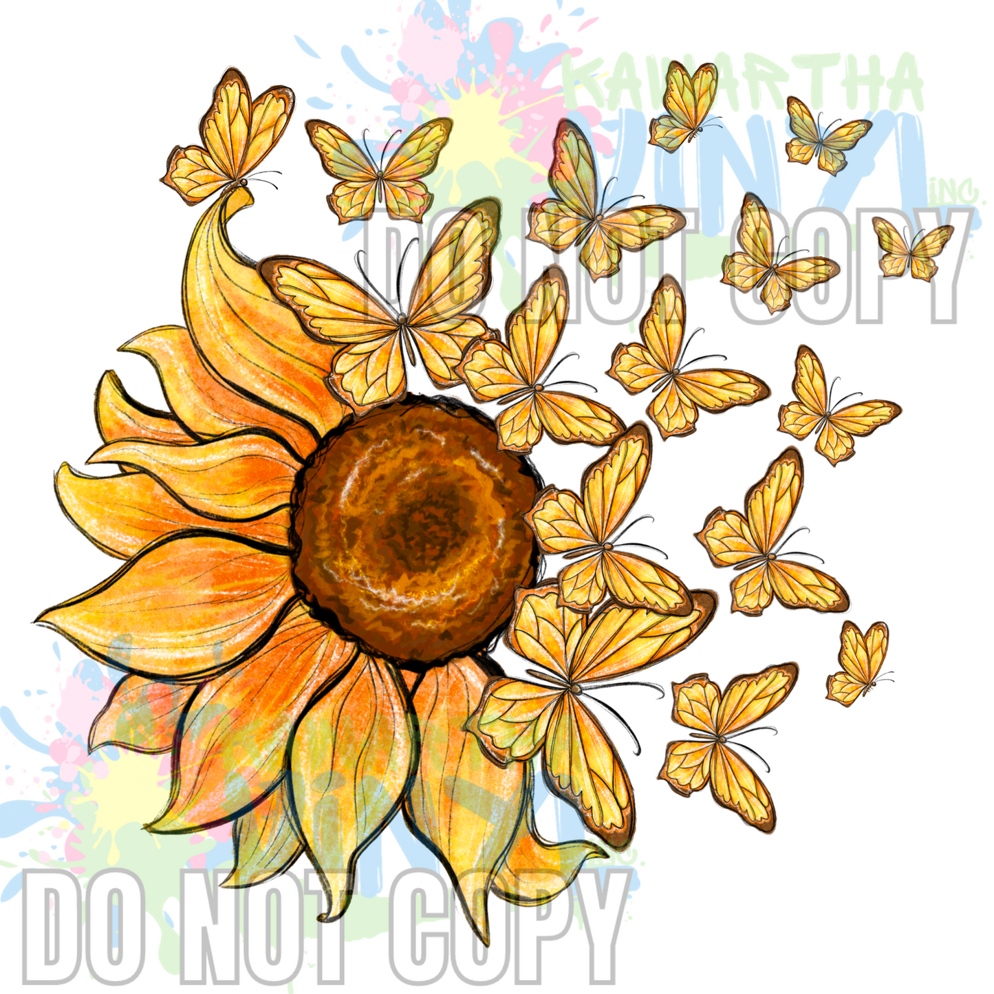 Sunflower Butterflys (no text) Sublimation Print