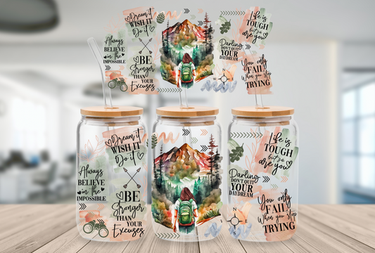 16oz Beer Can Glass Mountain Positive Sublimation Print