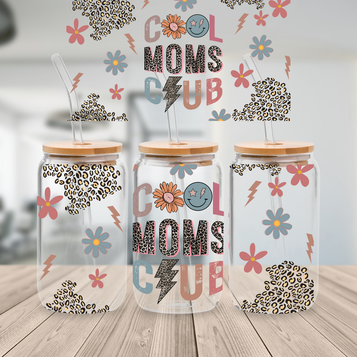 16oz Beer Can Glass Cool Moms Club Sublimation Print