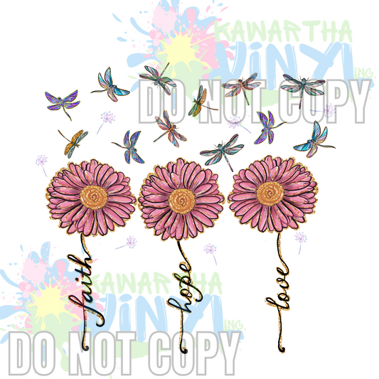 Faith Hope Love Dragonfly Sublimation Print