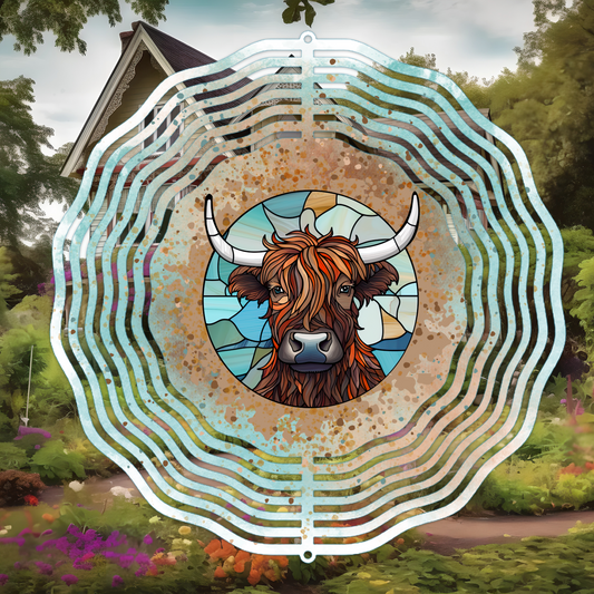 Highland Cow Wind Spinner Sublimation Print
