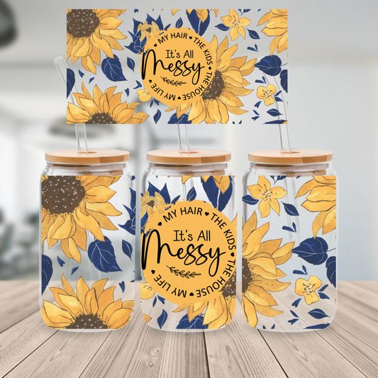 14. Messy Sunflowers UV DTF Cup Wrap