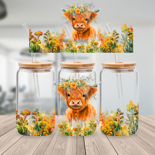 65. Cow Flowers UV DTF Cup Wrap 16oz