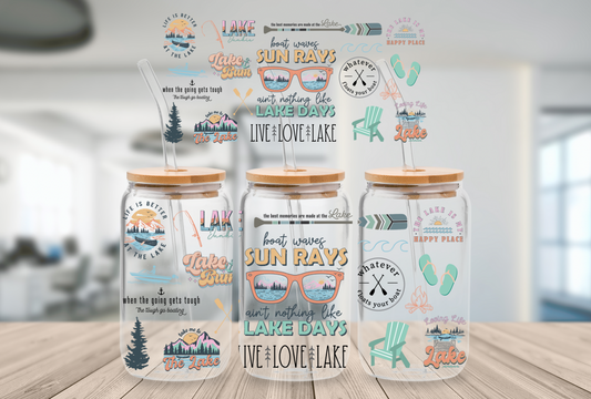 1. Sun Rays Lake Days UV DTF Cup Wrap 16oz