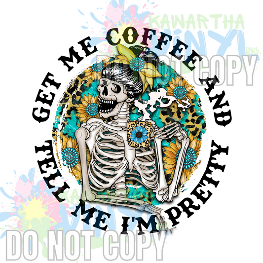 Coffee Pretty Skeleton Sublimation Print