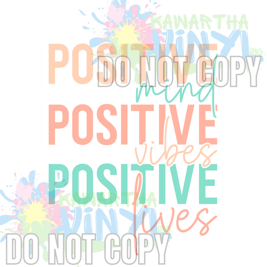 Positive Vibes Peach/Teal Sublimation Print