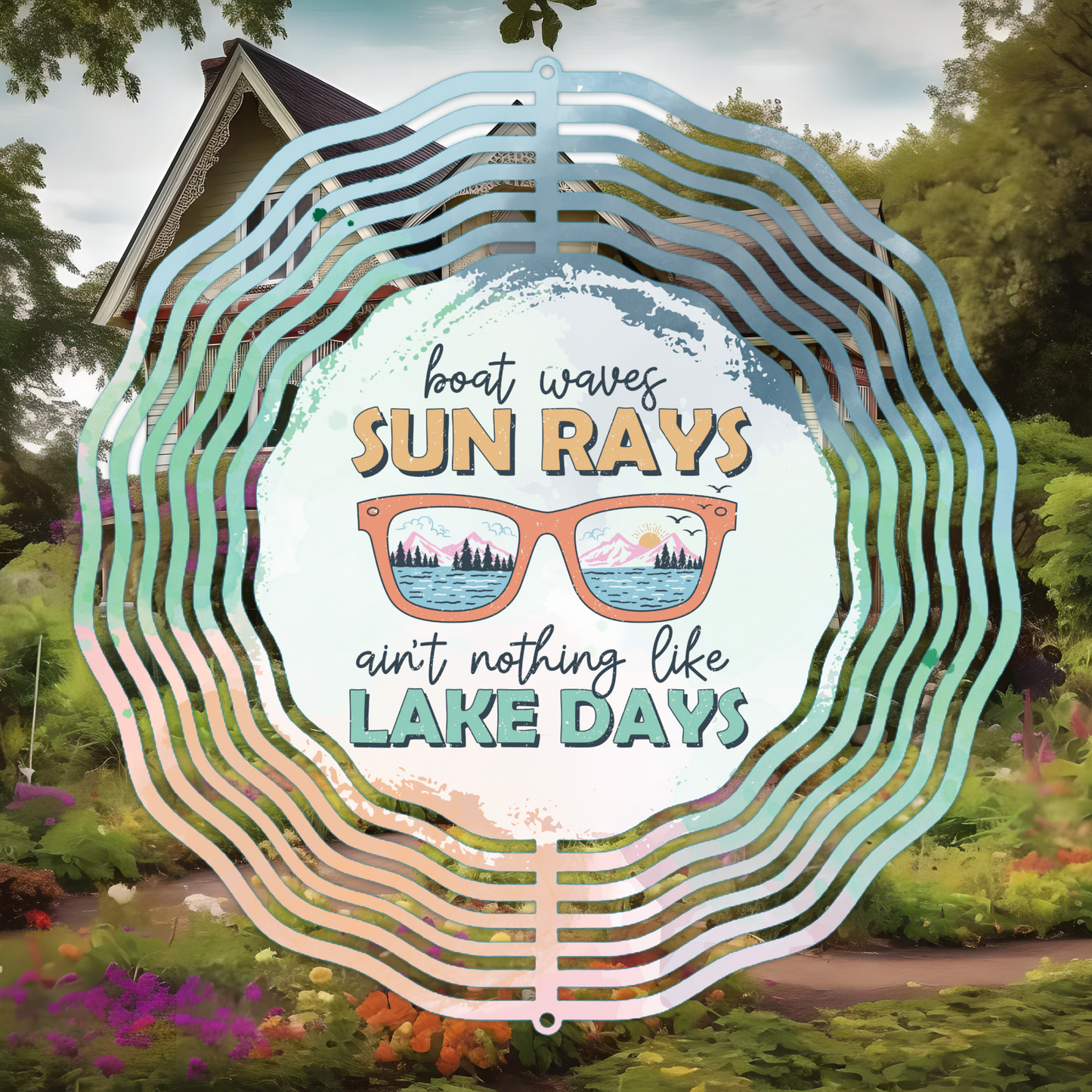 Sun Rays Lake Days Wind Spinner Sublimation Print