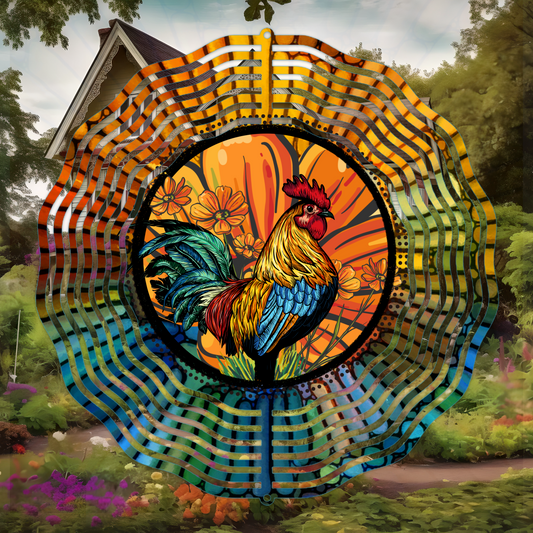 Rooster Stained Glass Wind Spinner Digital File