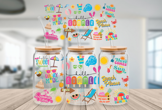 57. Hello Summer UV DTF Cup Wrap 16oz
