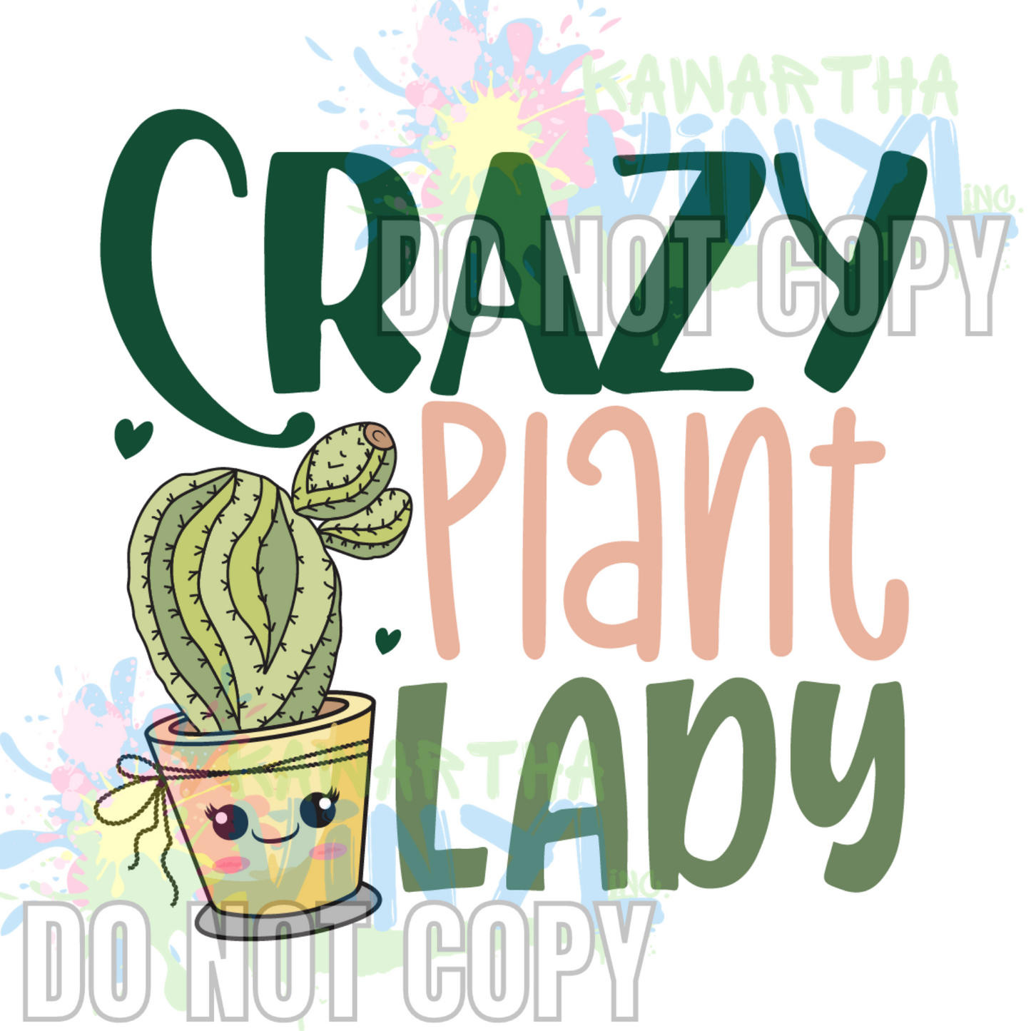Crazy Lady Cute Cactus Sublimation Print